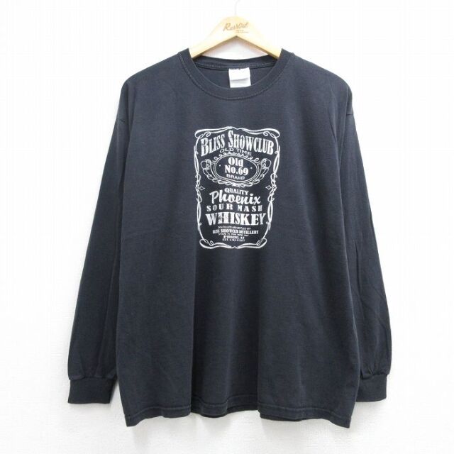 ヘインズ 00s 長袖Tシャツ BLISS SHOWCLUB ブラック メンズXL相当 | 古着