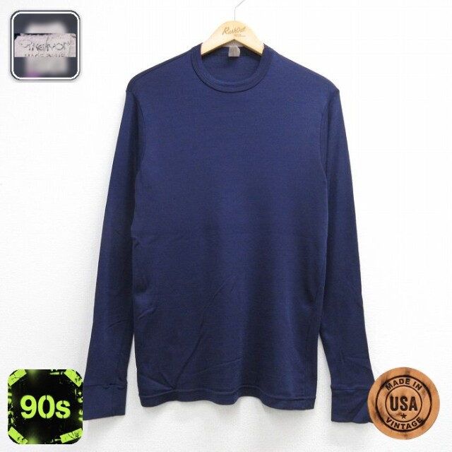 90s 長袖Tシャツ ネイビー メンズM相当 | 古着