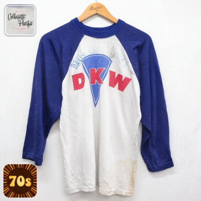70s ラグランTシャツ DKW ホワイト メンズL相当 | 古着