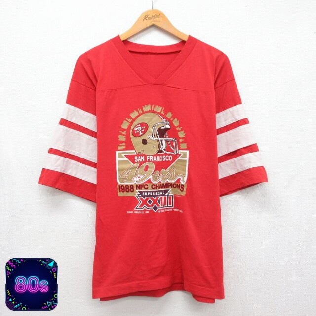 80s 半袖Tシャツ サンフランシスコフォーティーナイナーズ レッド メンズL相当 | 古着