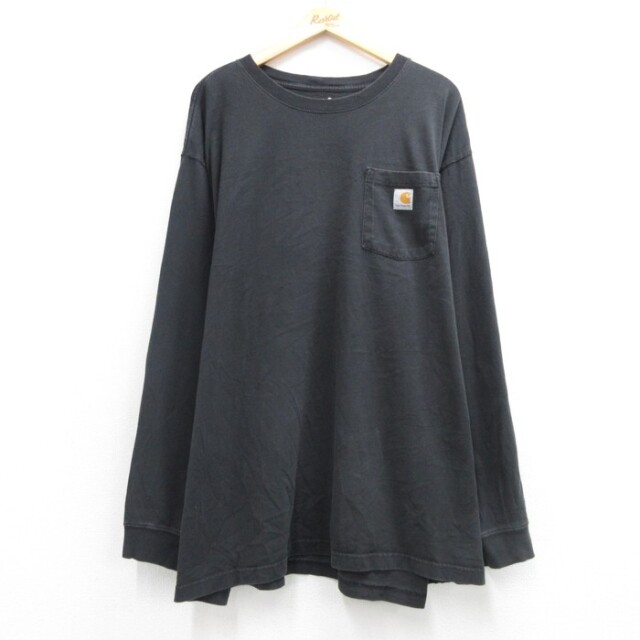カーハート 長袖Tシャツ 胸ポケット付き ブラック メンズXL相当 | 古着