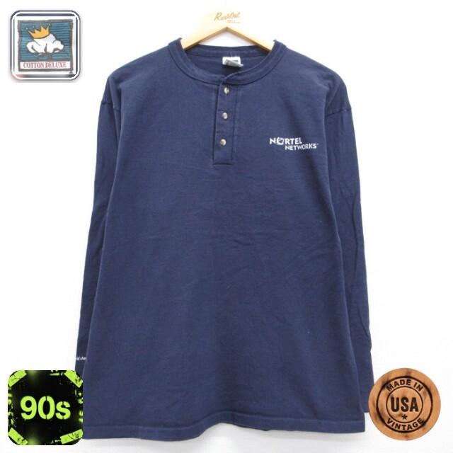 90s 長袖Tシャツ NortelNetworks ネイビー メンズXL相当 | 古着
