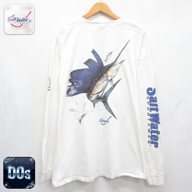 Salt Water 00s 長袖Tシャツ カジキ ポケット付き ホワイト メンズXL相当 | 古着