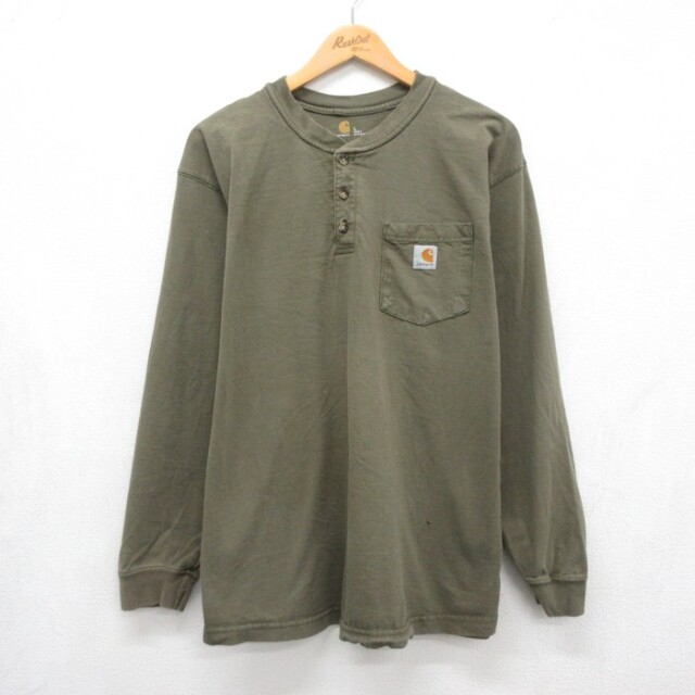 カーハート 長袖Tシャツ 胸ポケット カーキ メンズXL相当 | 古着