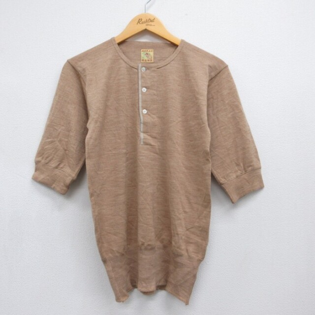 70s 七分袖Tシャツ ベージュ メンズS相当 | 古着