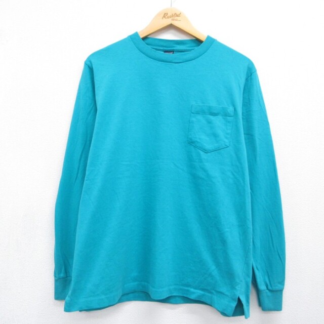 ランズエンド 90s 長袖Tシャツ 胸ポケット付 グリーン メンズL相当 | 古着