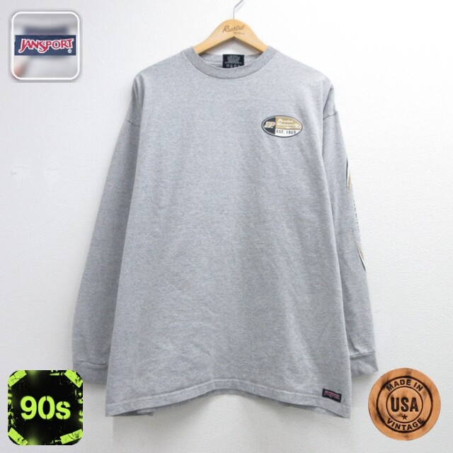 ジャンスポーツ 90s 長袖Tシャツ Purdue グレー メンズXL相当 | 古着