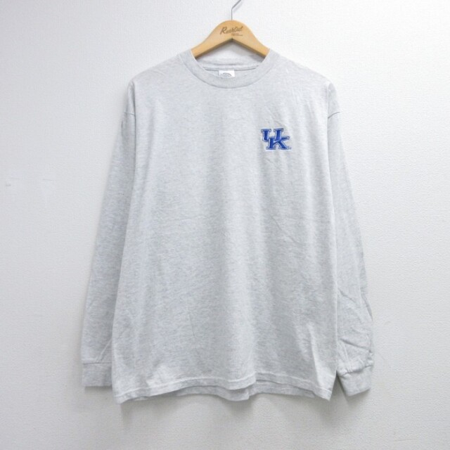 Delta Pro Weight 90s 長袖Tシャツ ケンタッキー大学刺繍ロゴ グレー メンズL相当 | 古着