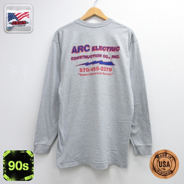 JENSEN 90s 長袖Tシャツ ARC ポケット付き グレー メンズXL相当 | 古着