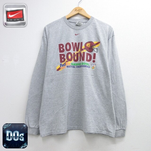 ナイキ 00s 長袖Tシャツ USC グレー メンズXL相当 | 古着