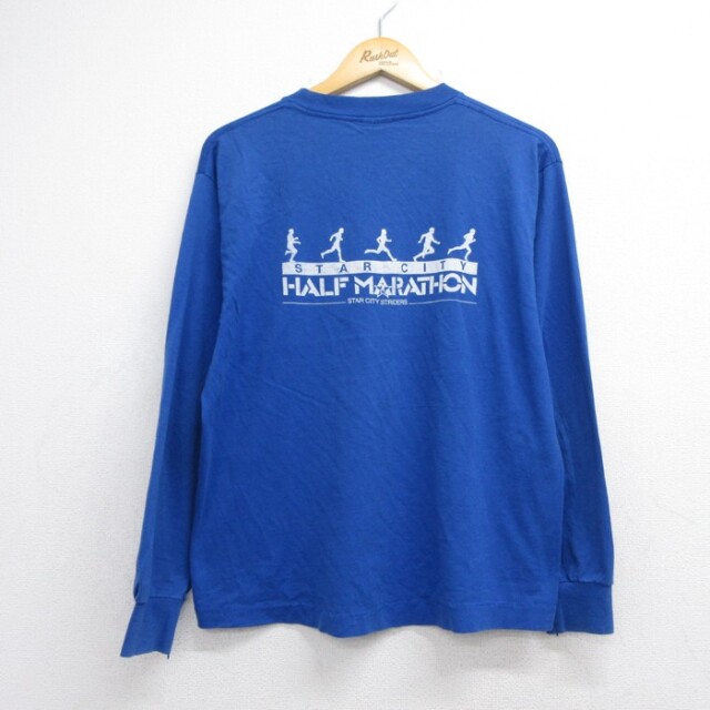 90s 長袖Tシャツ ハーフマラソン ブルー メンズL相当 | 古着