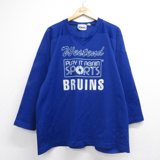 90s 長袖Tシャツ Bruinsメッシュ ブルー メンズXL相当 | 古着