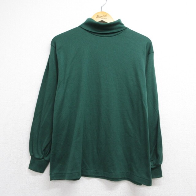 EXTRA Elements 長袖 Tシャツ 90s 無地 タートルネック ハイネック USA製 グリーン メンズL相当 | 古着