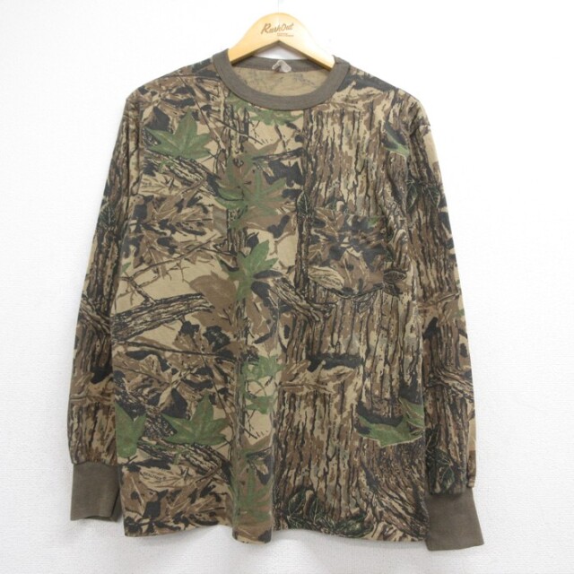 RealTree 90s 長袖Tシャツ 胸ポケット ブラウン迷彩 メンズL相当 | 古着