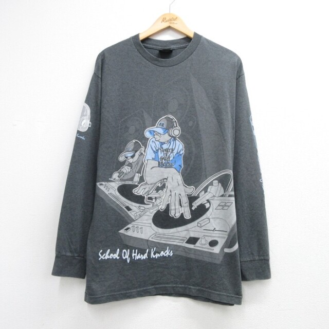 L★古着 SOHK 長袖 Tシャツ メンズ 00年代 00s DJ コットン クルーネック グレー 霜降り【spe】 26aug24