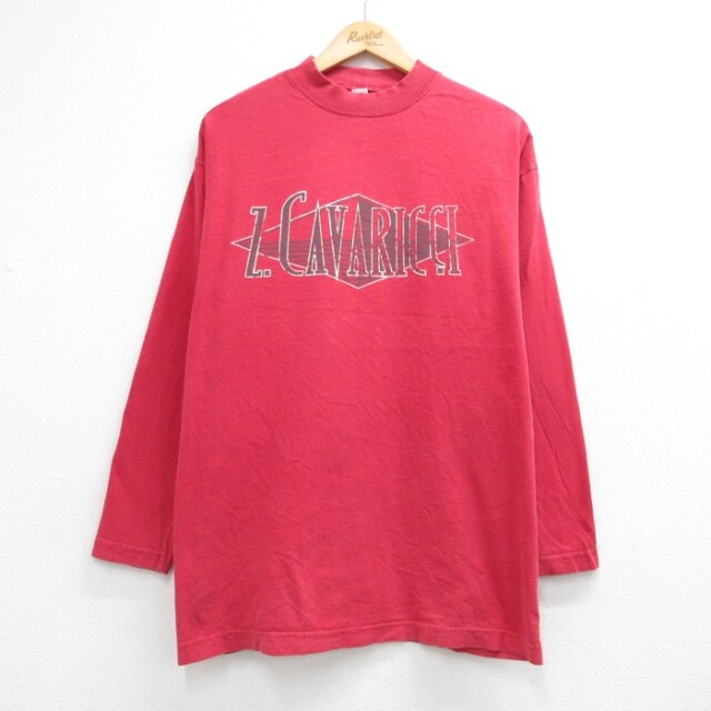 Z.Cavaricci 90s 長袖Tシャツ モックネック レッド メンズXL相当 | 古着