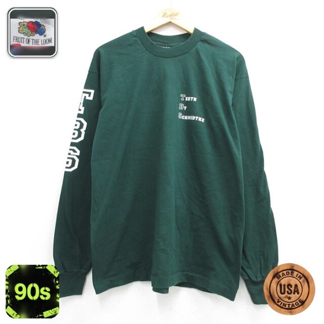 フルーツオブザルーム 90s 長袖Tシャツ グリーン メンズXL相当 | 古着