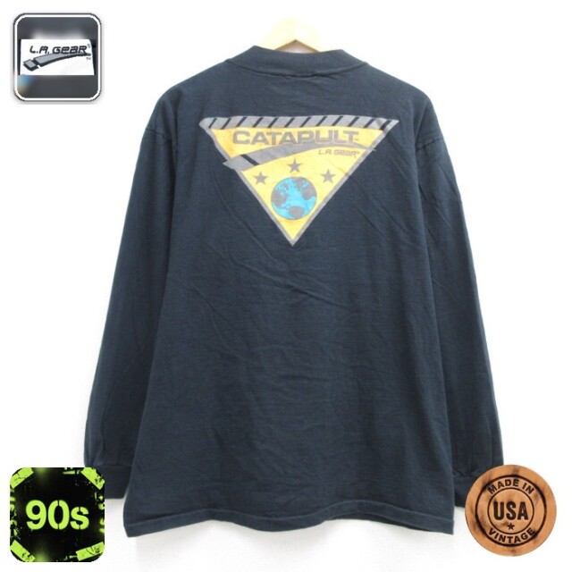 L.A. Gear 90s 長袖Tシャツ モックネック ブラック メンズXL相当 | 古着