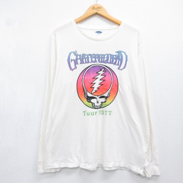 オールドネイビー 長袖Tシャツ グレイトフルデッドプリント ホワイト メンズXL相当 | 古着