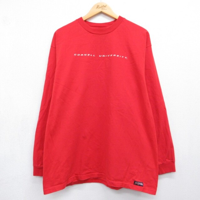 ジャンスポーツ 90s 長袖Tシャツ コーネル レッド メンズXL相当 | 古着