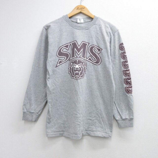 M★古着 Cotton Exchange 半袖 ビンテージ Tシャツ メンズ 90年代 90s SMS クルーネック USA製 グレー 霜降り 26aug27