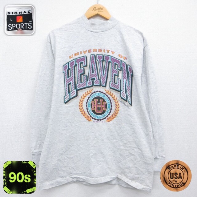SIGNAL 90s 長袖Tシャツ カレッジ グレー メンズL相当 | 古着