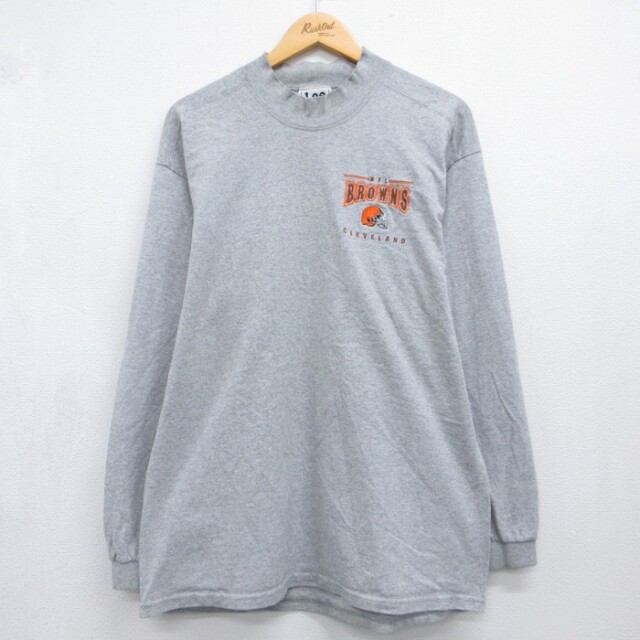 Lee 90s 長袖Tシャツ NFLクリーブランド刺繍ロゴ グレー メンズL相当 | 古着