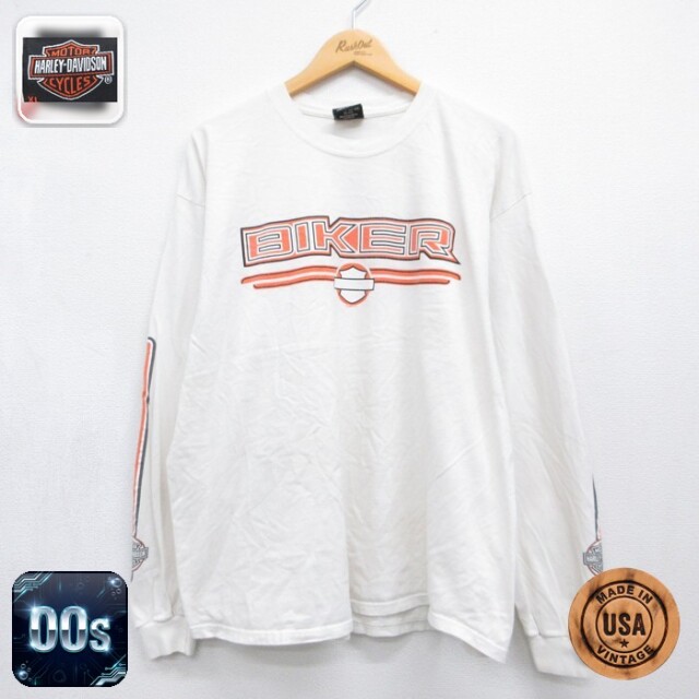 ハーレーダビッドソン 00s 長袖Tシャツ ホワイト メンズXL相当 | 古着