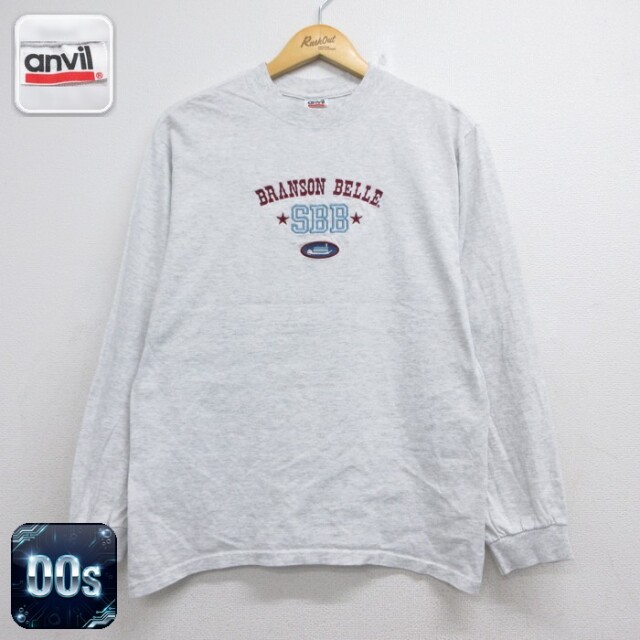 anvil 00s 長袖Tシャツ SBB刺繍ロゴ グレー メンズM相当 | 古着