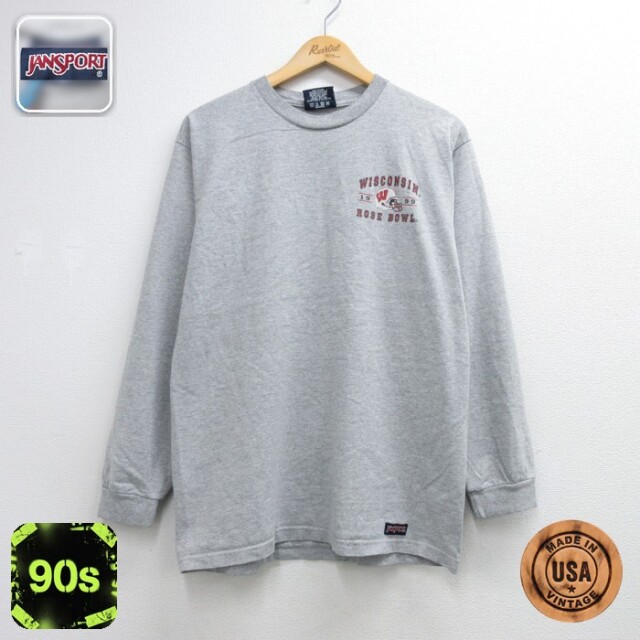 古着通販 XL☆古着 ジャンスポーツ JANSPORT 長袖 Tシャツ メンズ 90