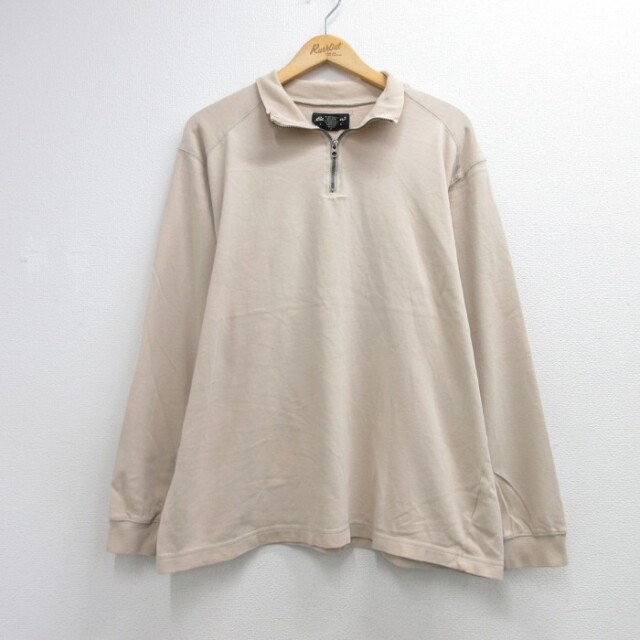 エディーバウアー 00s 長袖Tシャツ ハーフジップ ベージュ メンズXL相当 | 古着