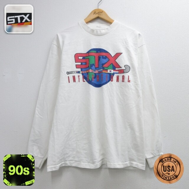 STX 90s 長袖Tシャツ フィールドホッケー ホワイト メンズM相当 | 古着