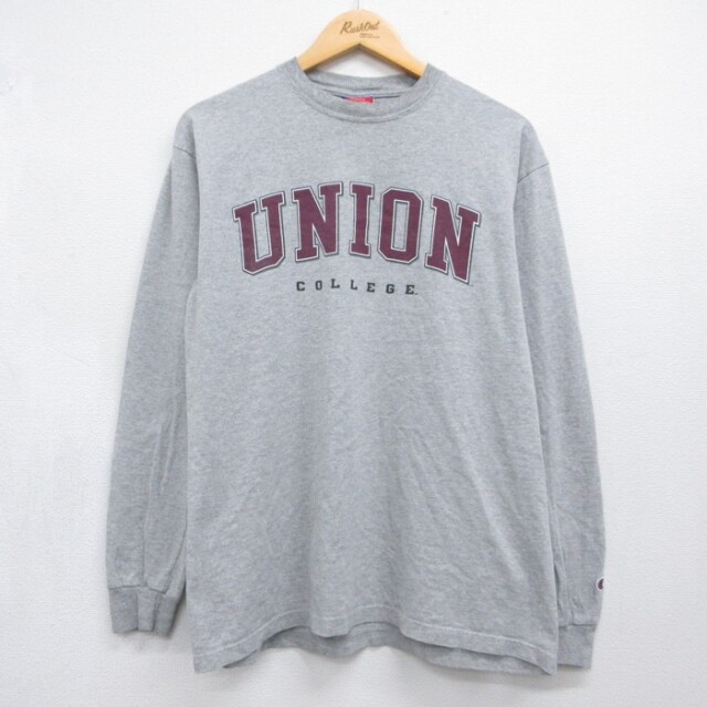 チャンピオン 00s 長袖Tシャツ ユニオンカレッジ グレー メンズL相当 | 古着