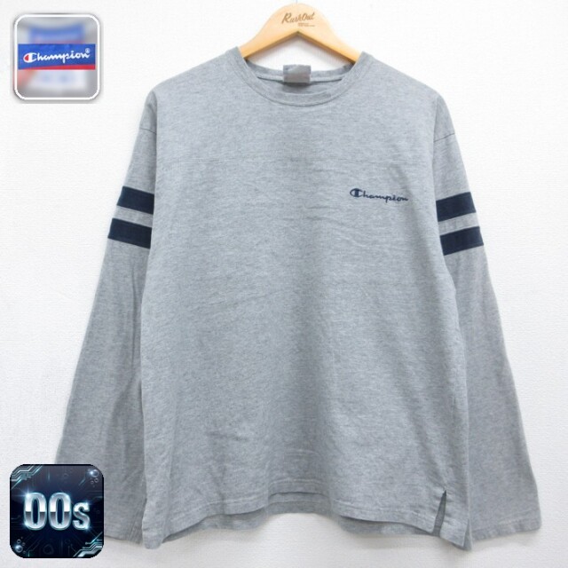 チャンピオン 00s 長袖Tシャツ 刺繍ロゴ グレー メンズL相当 | 古着