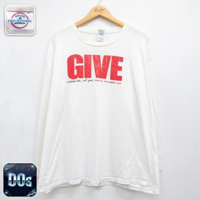 00s 長袖Tシャツ ホワイト メンズXL相当 | 古着
