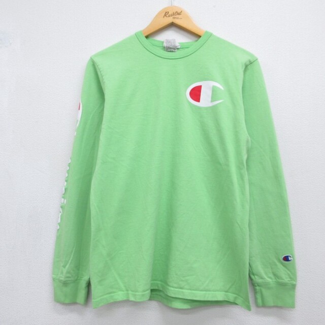 チャンピオン 長袖Tシャツ ビッグロゴ グリーン メンズM相当 | 古着