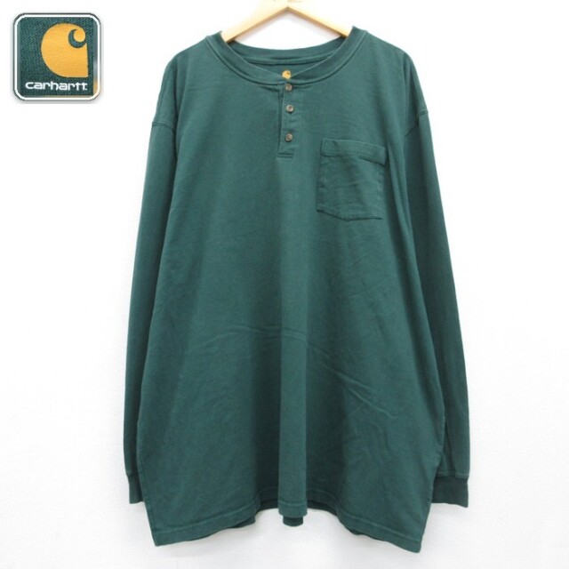 カーハート 長袖Tシャツ 胸ポケット グリーン メンズXL相当 | 古着