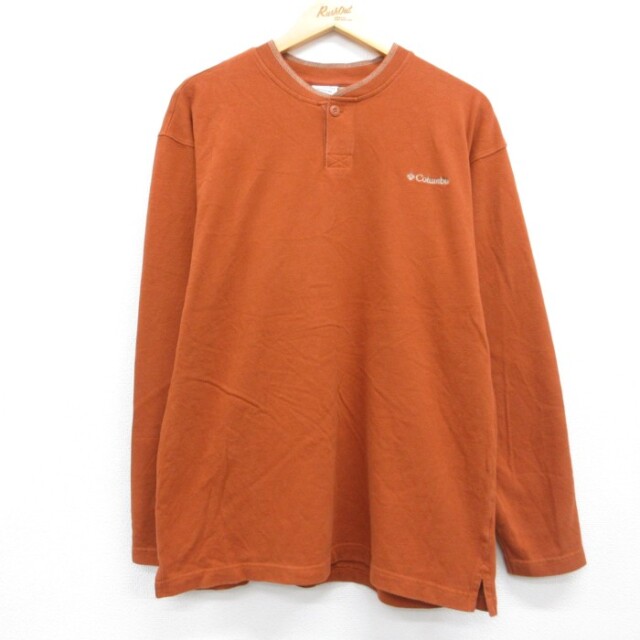 コロンビア 00s 長袖Tシャツ ロゴ刺繍 オレンジ メンズL相当 | 古着