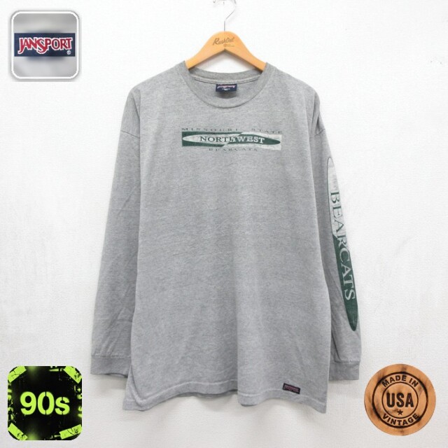 ジャンスポーツ 90s 長袖Tシャツ カレッジ グレー メンズXL相当 | 古着