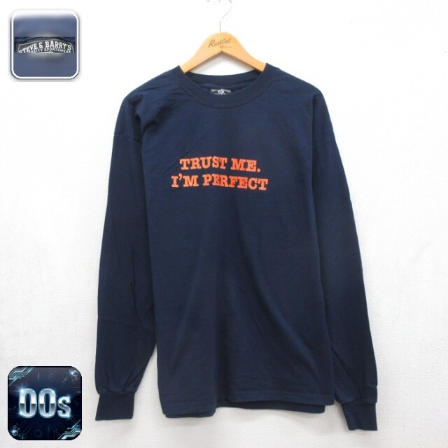 STEVE&BARRY'S 00s 長袖Tシャツ メッセージプリント ネイビー メンズXL相当 | 古着