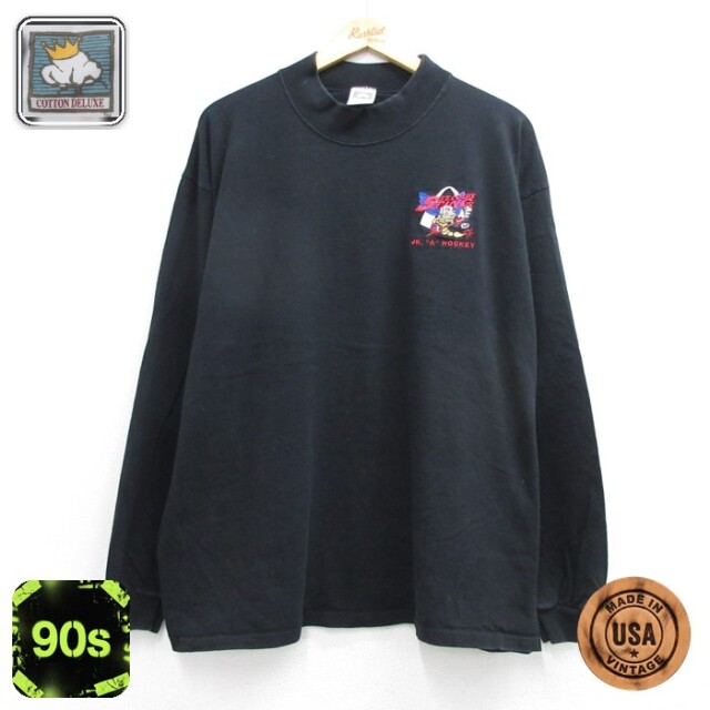 90s 長袖Tシャツ STING刺繍ロゴ ブラック メンズXL相当 | 古着