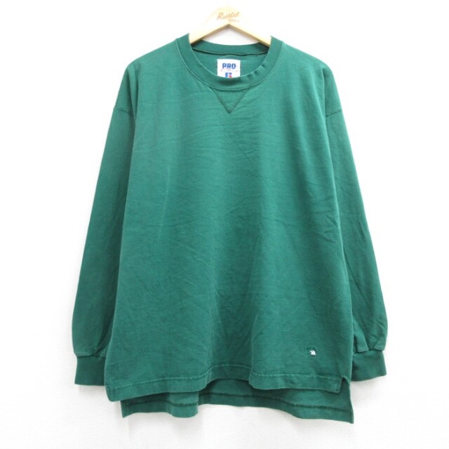 ラッセル 90s 長袖Tシャツ ワンポイント グリーン メンズXL相当 | 古着