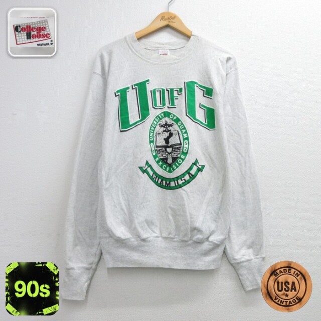 College House 90s 長袖Tシャツ カレッジロゴ グレー メンズXL相当 | 古着