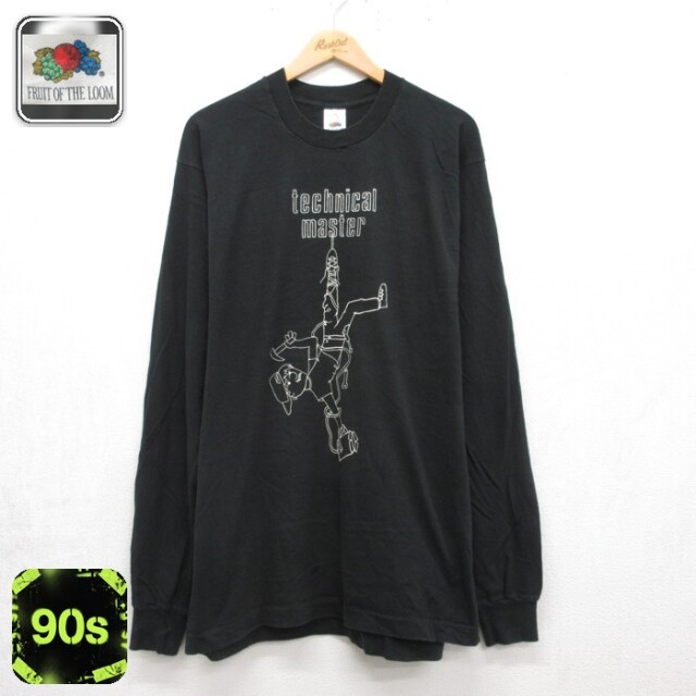 フルーツオブザルーム 90s 長袖Tシャツ technical ブラック メンズXL相当 | 古着