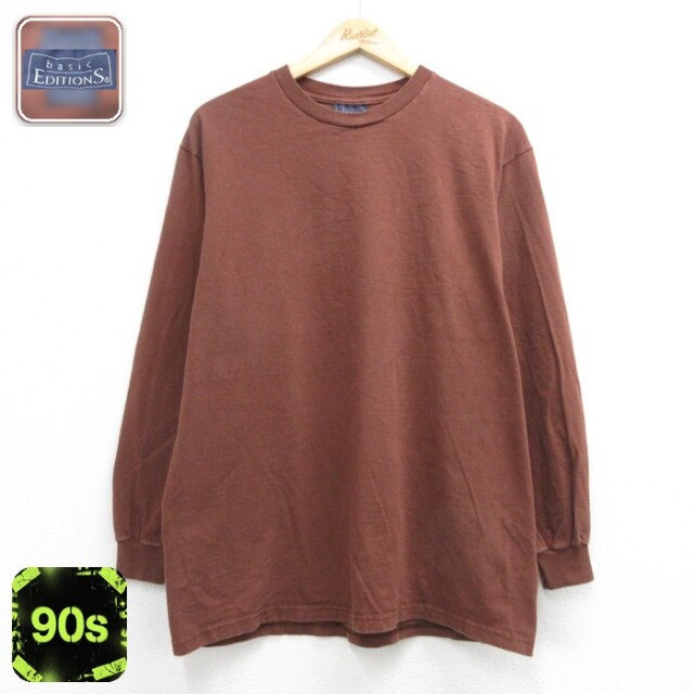 ベーシックエディションズ 90s 長袖Tシャツ ブラウン メンズL相当 | 古着