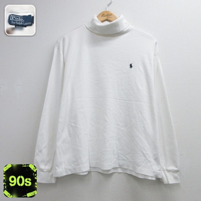 ラルフローレン 90s 長袖Tシャツ ポニー刺繍 ホワイト メンズXL相当 | 古着