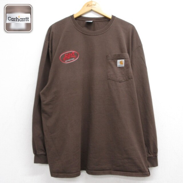 カーハート 長袖Tシャツ 胸ポケット付き ブラウン メンズXL相当 | 古着