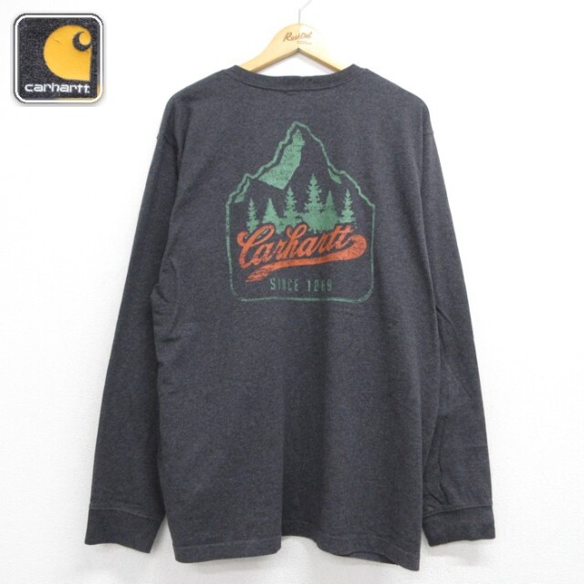 カーハート 長袖Tシャツ 胸ポケット グレー メンズXL相当 | 古着