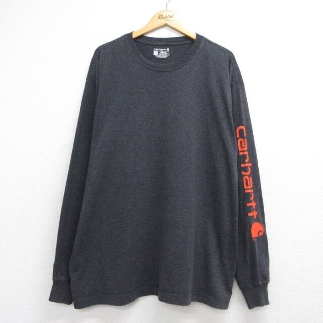 XL★古着 カーハート Carhartt 長袖 Tシャツ メンズ 00年代 00s 大きいサイズ クルーネック グレー 霜降り 26oct06