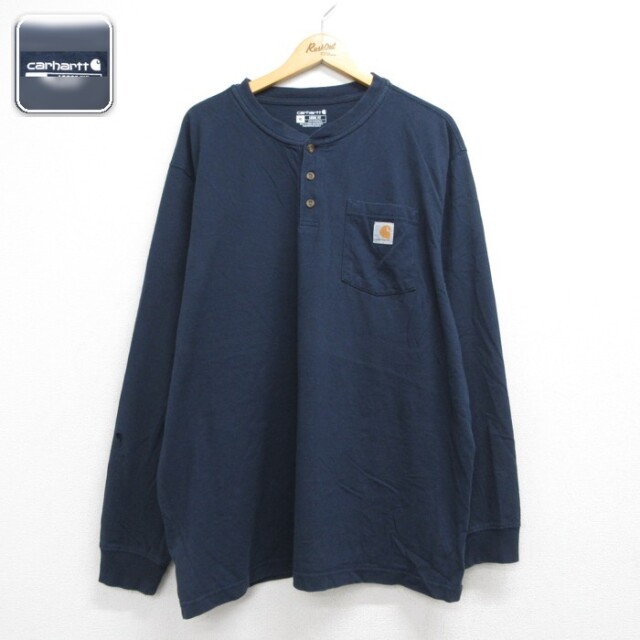 カーハート 長袖Tシャツ 胸ポケット ネイビー メンズXL相当 | 古着